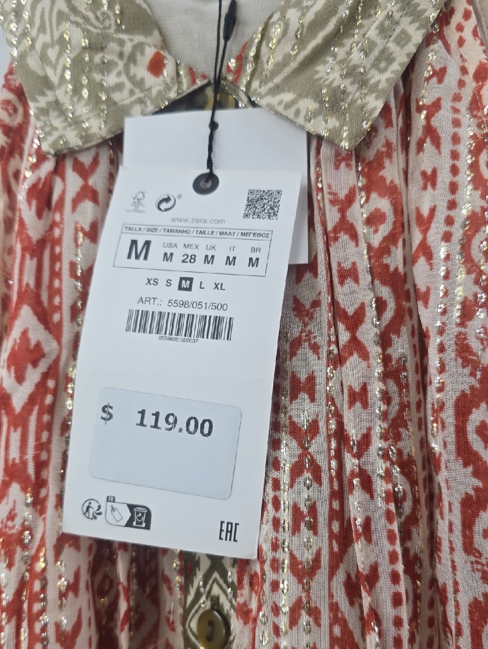Zara Sleeveless Maxi Dress - Red,gold And  Olive - Picture 3 of 8